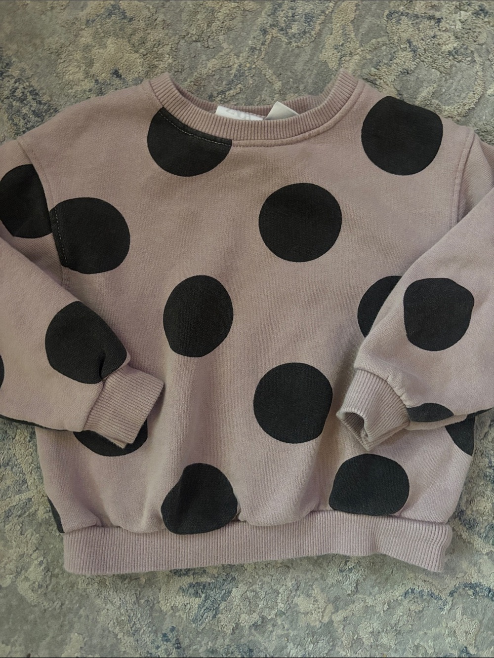 ZARA Polka Dot Crewneck Sweater - Mauve/Black